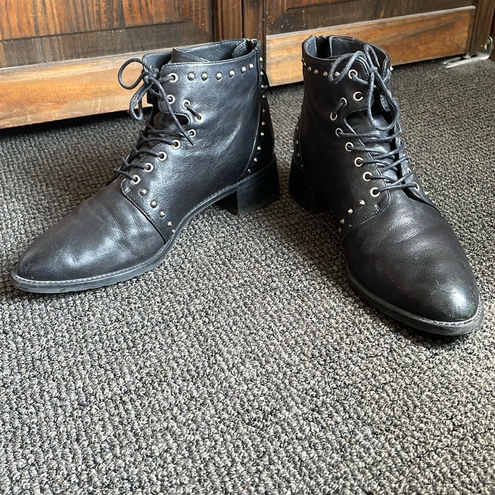 Original Stuart Weitzman black leather studded booties